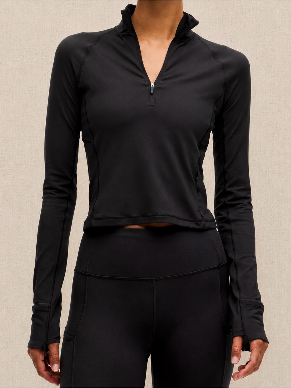 Lululemon "It’s Rulu" Cropped Half Zip Pullover | Black | Size 10